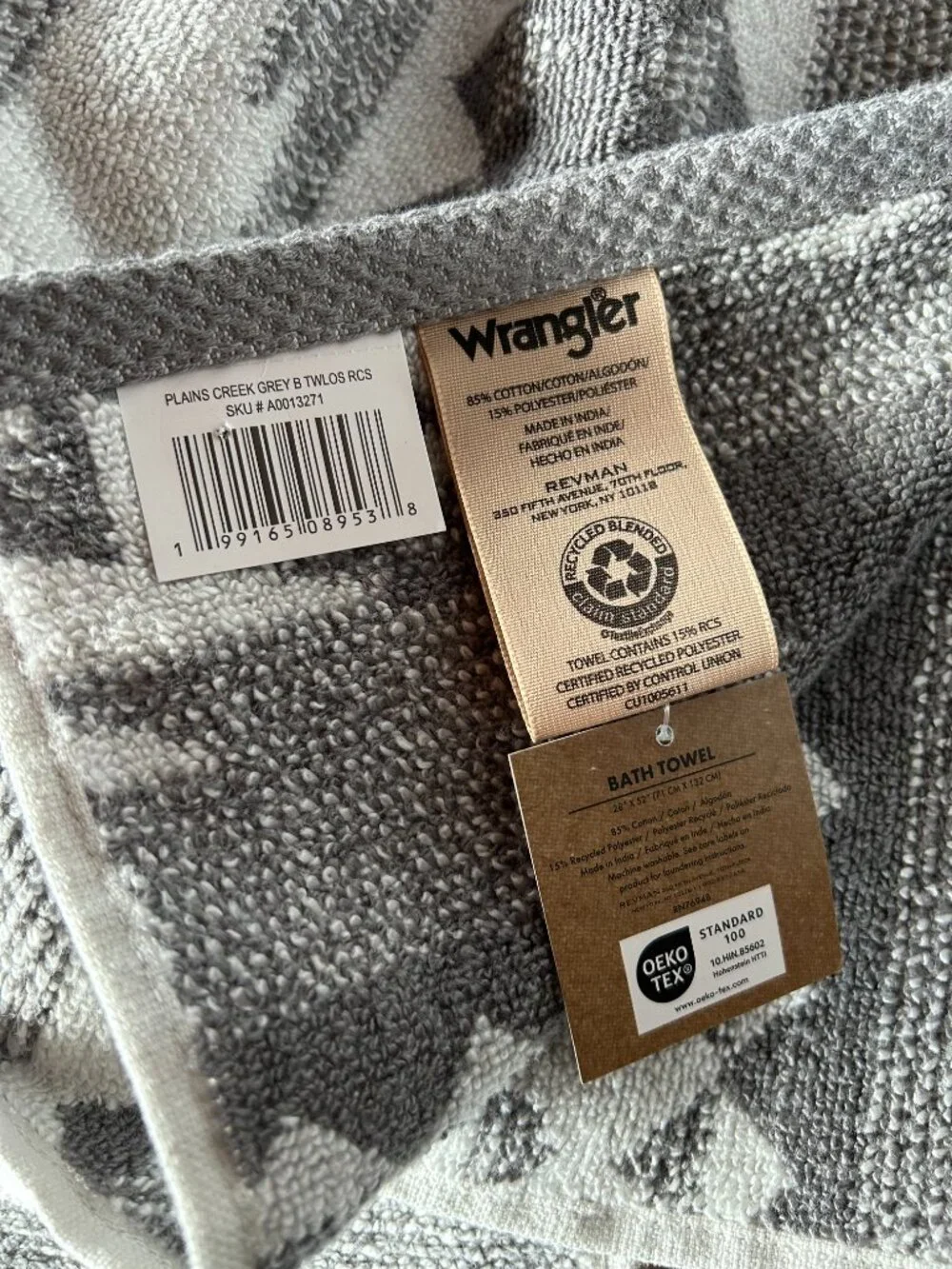 Wrangler - Bath Towel Set, Creek Grey Western Towel Set Including Bath & Hand